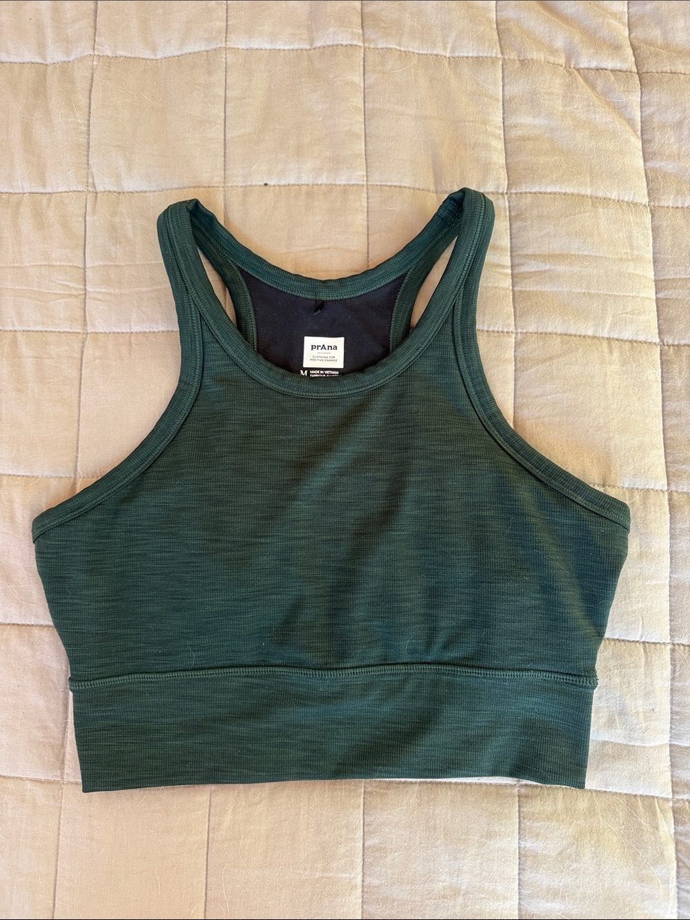 Prana Deep Green High-Neck Sports Bra